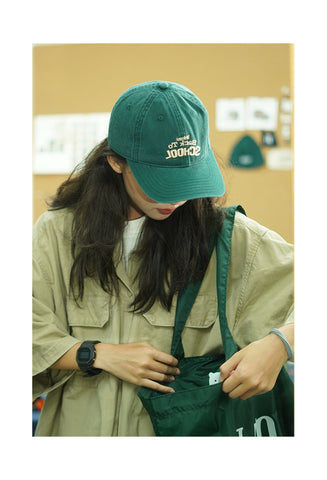 日系ソフトトップ 巨大白墨グリーンハンチング 女性夏刺繍日焼け止め野球帽